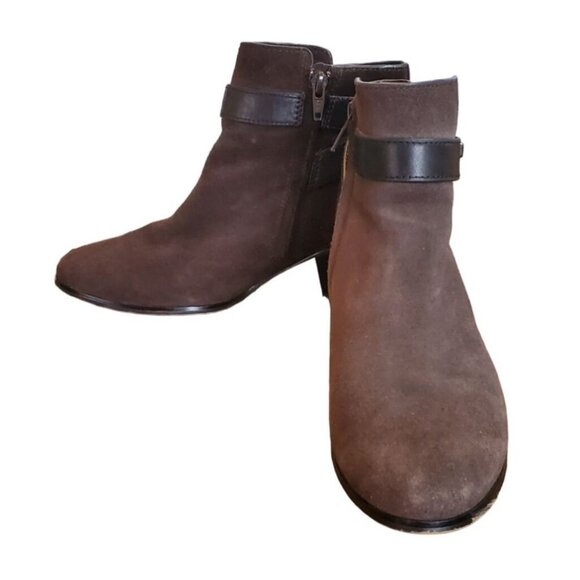 Coach Womens Brown Suede Ankle Boots With Black Leather Straps - Picture 5 of 7